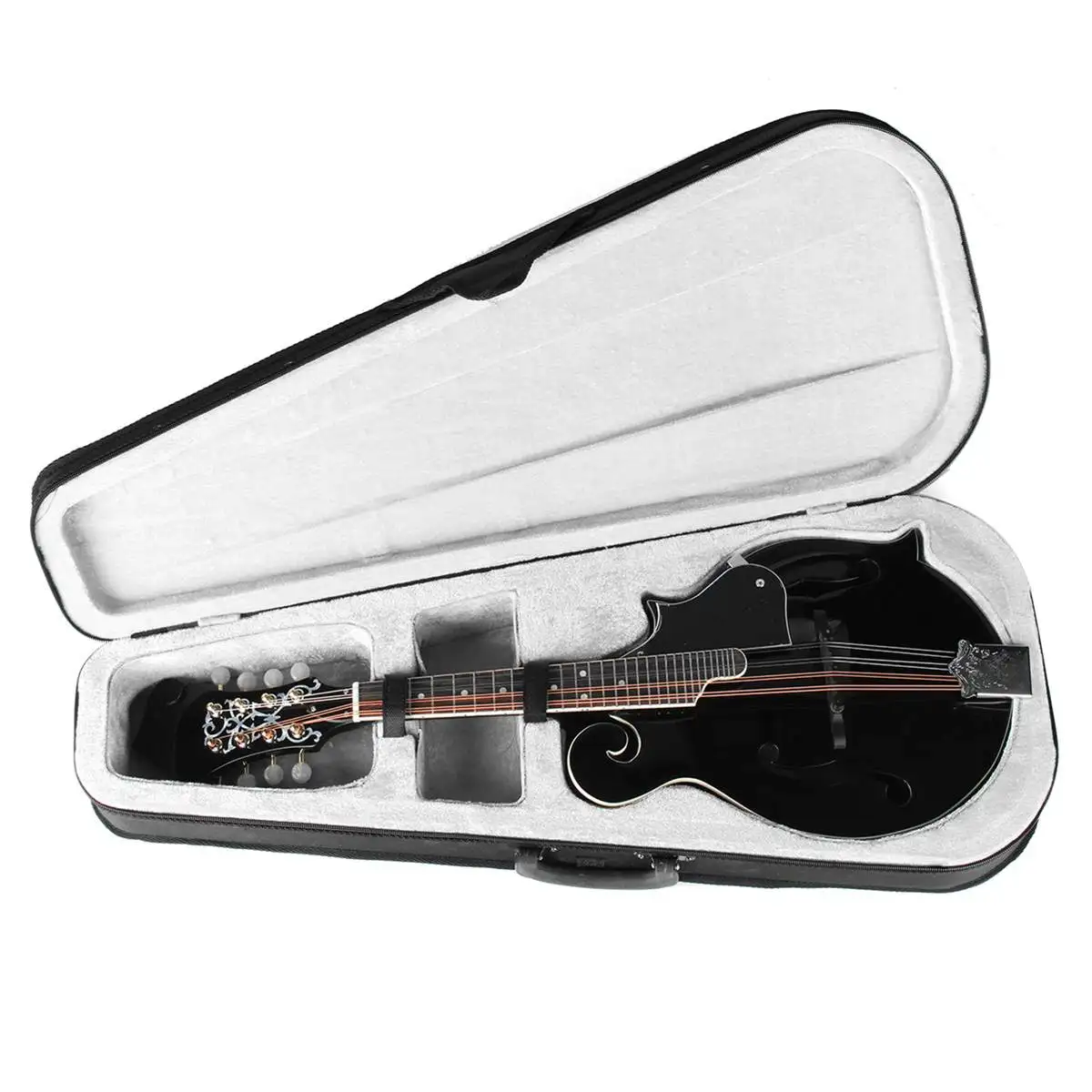 F Стиль 8 струн черный мандолин с палисандр стальная струна Регулируемый мост музыкальный инструмент с сумкой и 2 выбор