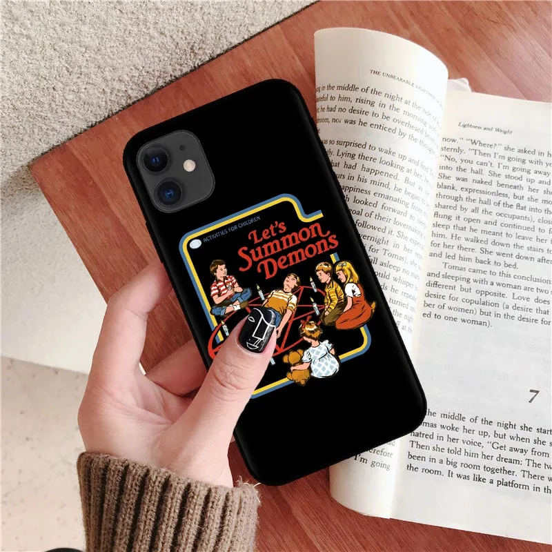 Funny Halloween Satan Vintage Let's Summon Demons Graphic Black silicone Phone Case For iPhone XR X XS 11 Pro Max 8 7 6 6S Plus