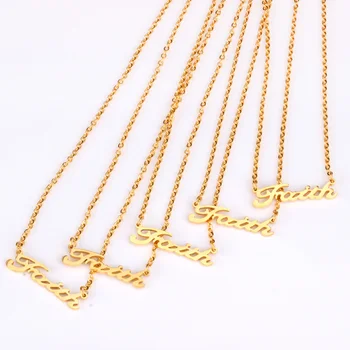 

LUXUKISSKIDS Wholesale 5pcs/lots Girl Faith Pendant Necklace Collars Gold/Rose Gold Chains Necklace Party Gift