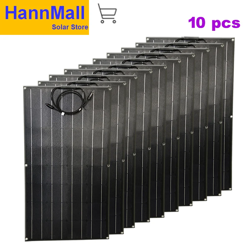 Painel solar 1000 Вт ETFE Гибкая солнечная панель солнечная батарея panneau solaire 12V24V моно ячейка для RV лодки яхты автомобиля Караван зарядное устройство