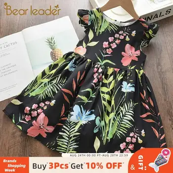 

Bear Leader Girls Flowers Dresses 2020 New Fashion Girls Summer Floral Pattern Outfits Kids Sleeveless Suits Children Clothing