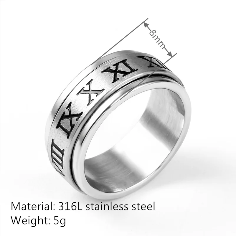 Surgical Stainless Steel Pure 316 Rose Gold Plated CZ Roman Numeral Ring 316L Surgical Stainless Steel Pure 316 Rose Gold Plated CZ Roman Numeral Ring 316L