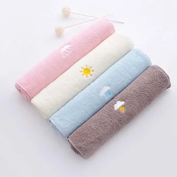 

34*74cm Quick Dry Soft Hair Towels Contracted Design Solid Cotton Embroidery Picture Face Towel Bath Towels Home Textiles