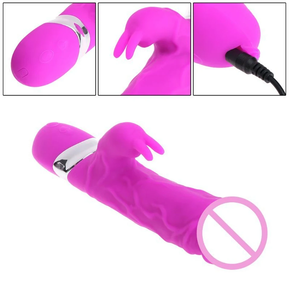 Vibrating-G-Spot-Rabbit-Vibrator-USB-Rechargeable-Dildo-Adult-Sex-Toys-Clitoris-Stimulator-for-Women-Dual