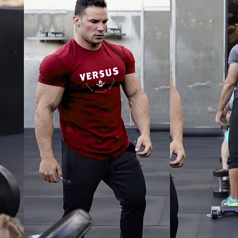 Мужская футболка с коротким рукавом и надписью Muscle fitness Brothers, стиль, повседневная спортивная Базовая футболка, летняя новая стильная мужская футболка для бега
