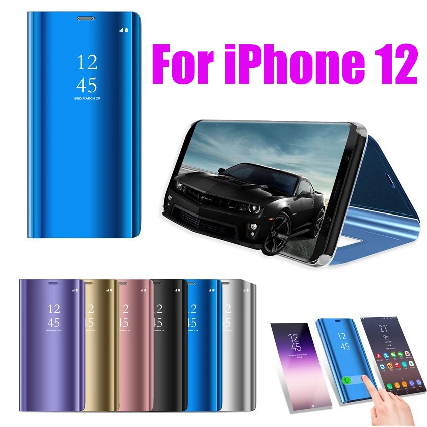 Прозрачный зеркальный Чехол-книжка для iPhone 13 Pro Max 12 Mini 11 XS XR X 8 7 6 Plus SE 50 шт. |