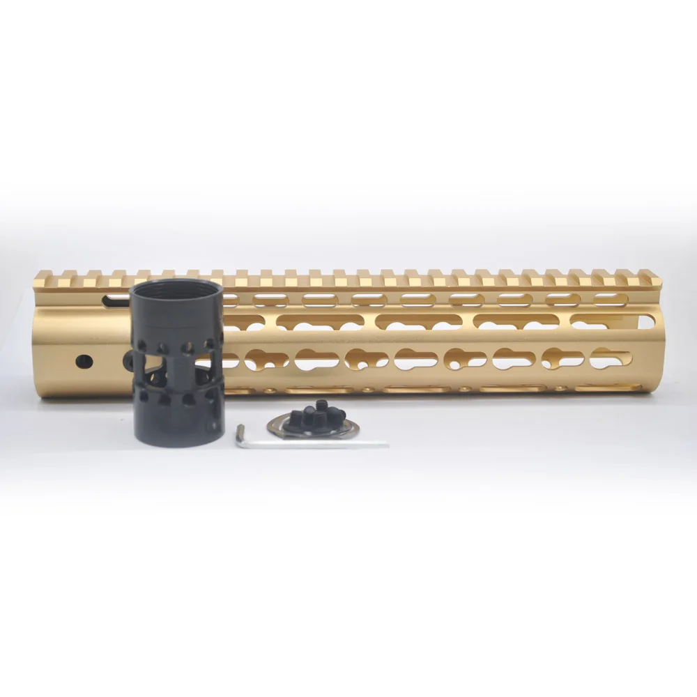 Aplus 10 ''дюймовый Keymod Handguard Rail роскошный местный золотой цвет поплавок система NSR/M16/M4/AR-15 серии алюминий/сталь гайка