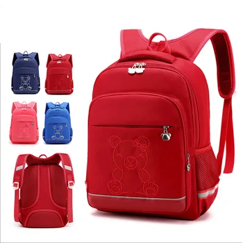

New Fashion Cartoon Bear School Bag For Gilrs Boys Nylon Waterproof Spine Protection Schoolbag Grade 1-3