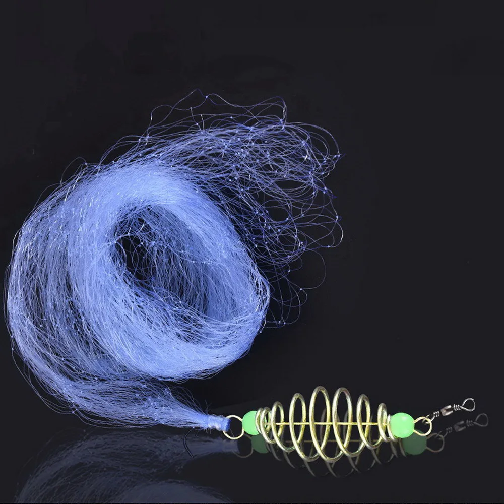 Spring Shoal Fishing Net with Night Luminous Bead Ball Solid Ring Fishing Connector For Freshwater Tackle Supplies 1pc
