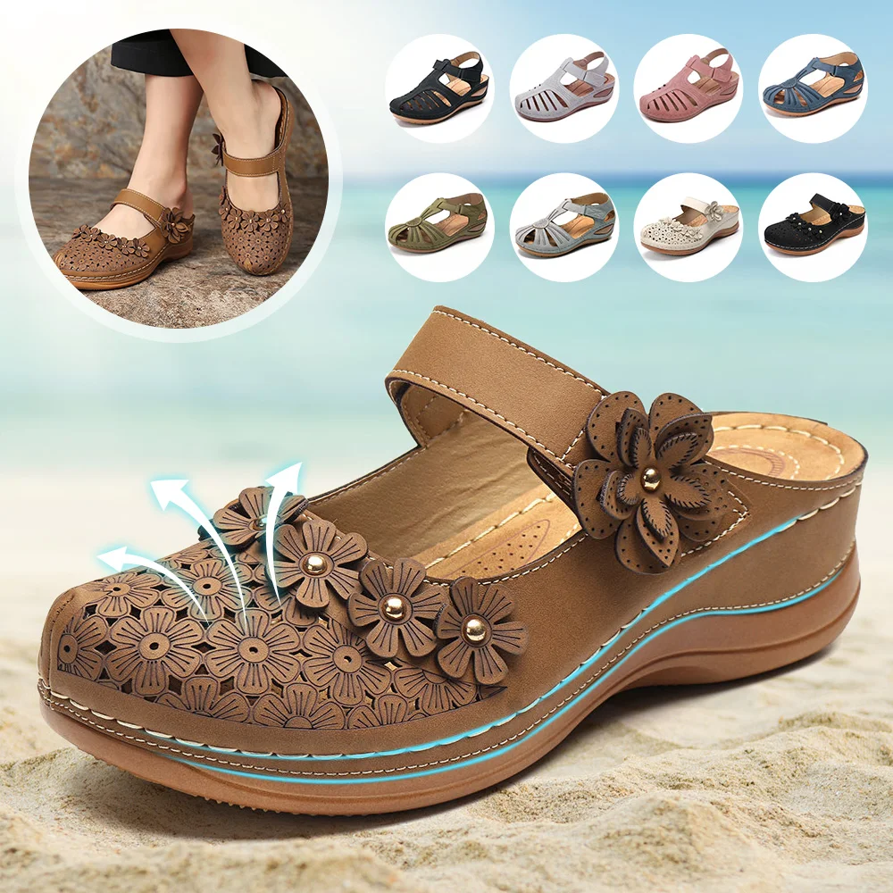 

Ariari 2020 New Women Sandals Plus Size Women's Vintage Shoes Comfortable Ankle Hollow Round Toe Sandals Soft Sole Shoes