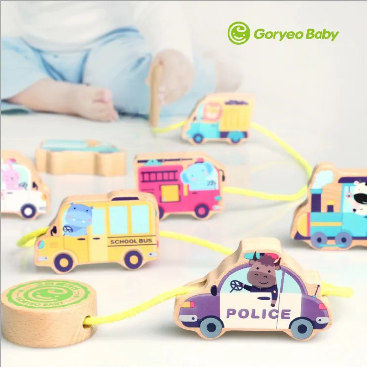 Goryeobaby, корейский товар, для детей 1-6 лет, для раннего возраста, струнные строительные блоки, веревка, одежда, нанизывающая Бисером игрушка, автомобиль, игра
