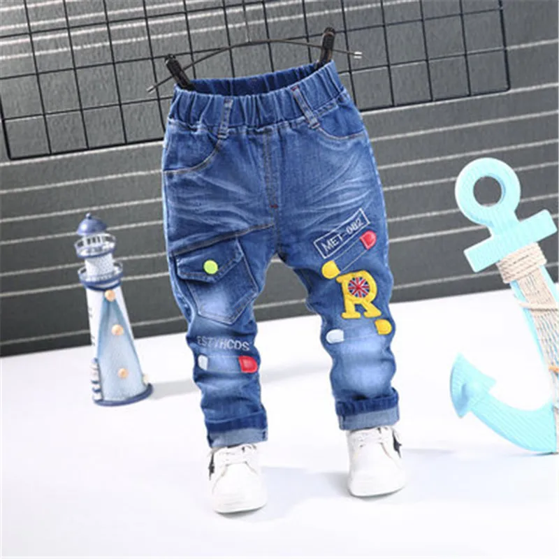 Весенне-осенние джинсовые штаны для мальчиков новые детские модные штаны для маленьких мальчиков, детская повседневная одежда брюки для мальчиков, Новинка - Цвет: picture color