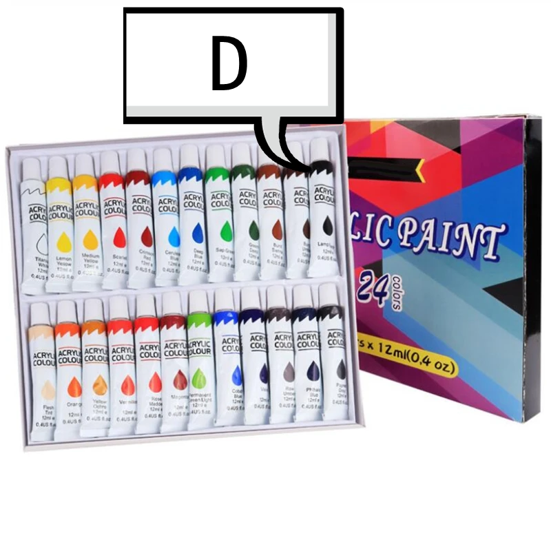 Acrylic Paint Set 12/24 Colors Watercolor Acrylic Oil Painting Pigment for artists Drawing Ceramic Stone Wall Paints Tubes Craft