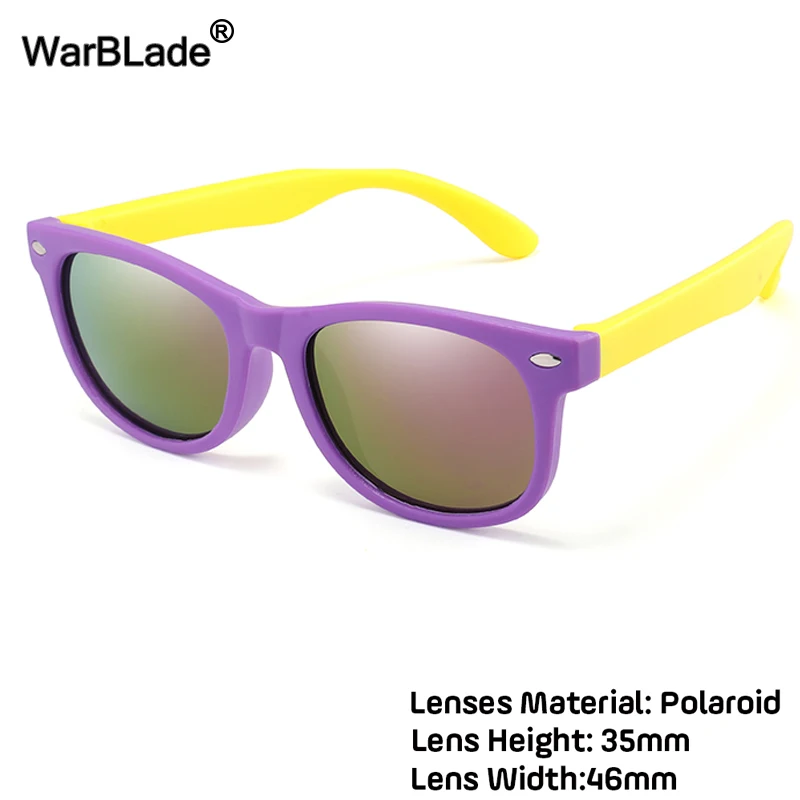 purple yellow 2 WarBlade Новые поляризованные детские солнцезащитные очки, детские солнцезащитные очки, силиконовые защитные очки для мальчиков и девочек, подарок для ребенка, UV400 очки с коробкой - Цвет линз: purple yellow 2