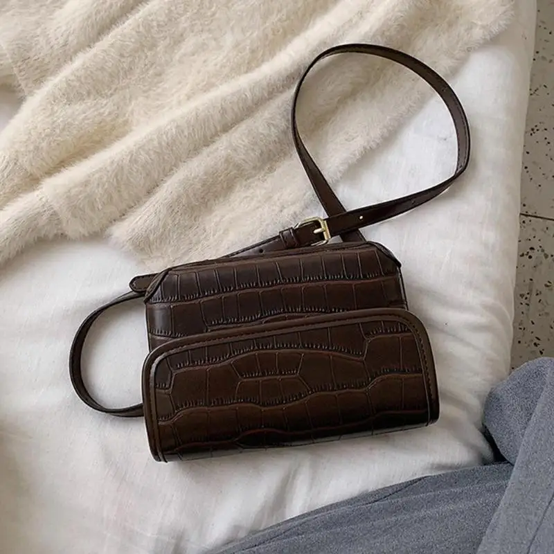 Crocodile PU Leather Shoulder Bag Waist Fanny Pack Women Retro Crossbody Chest Bags Classic Multi-function Phone Pouch Sac A Dos