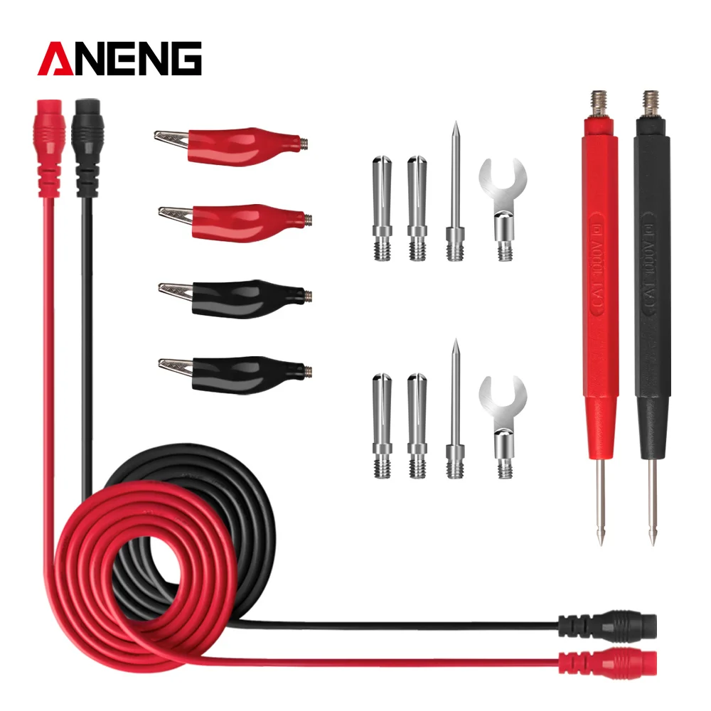 

Universal Test Lead Kit Test Wire Probe Set Digital Multimeter Probe Needle Tip Crocodile Clips U-Type Probe 18-In-1 Combo