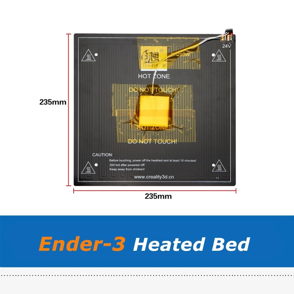 1 шт. 235*235*3 мм 24 В Ender-3 алюминиевая Горячая кровать с кабелем для Creality Ender 3 Pro CR20 MK3 3d принтер с подогревом части кровати
