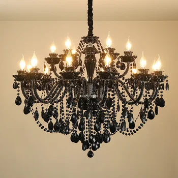 

Black Chandelier Living Room Crystal Chandelier Light Dining Room Bedroom Hanging Lamp Villa Hotel Clothing Store LED Chandelier