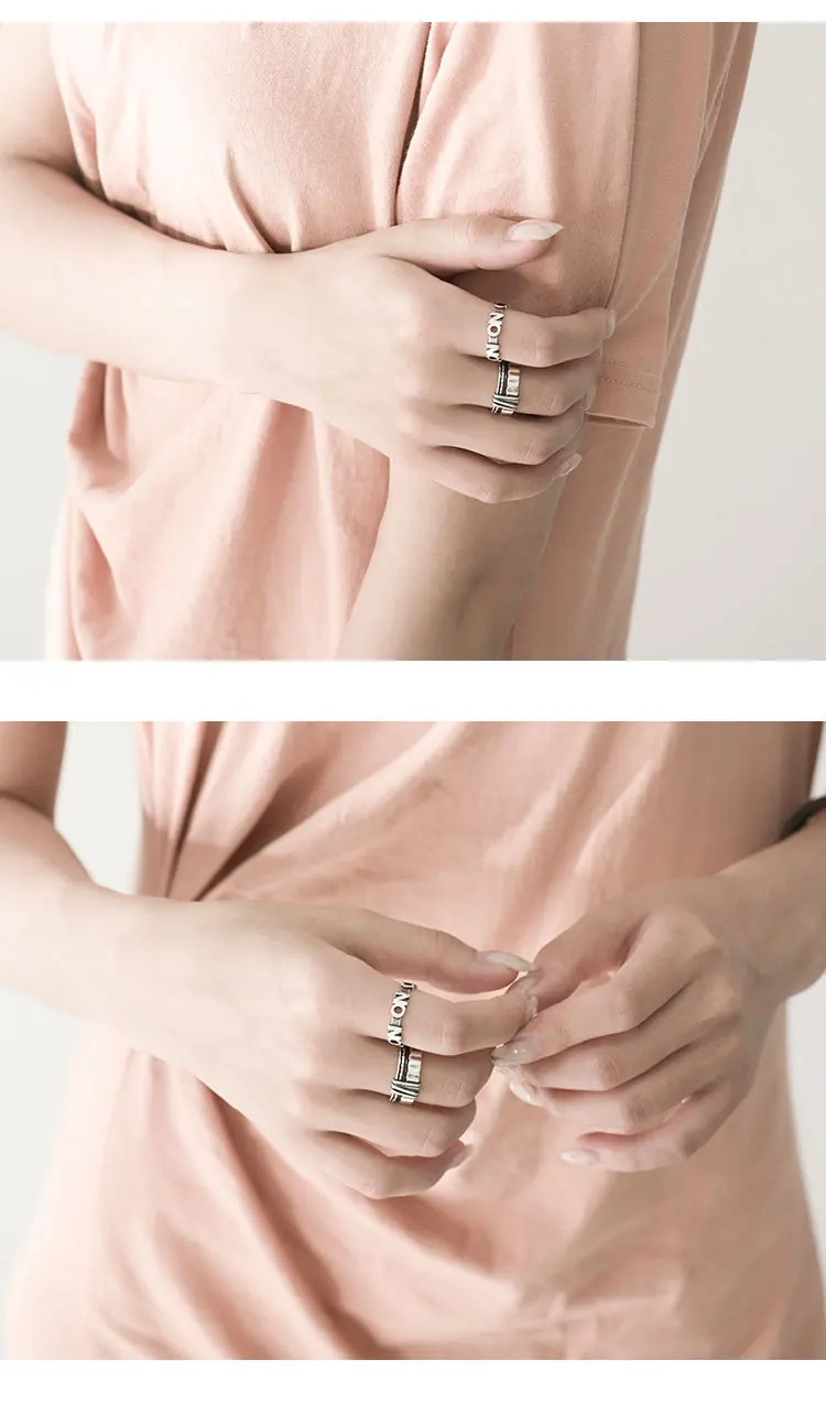 YIHUGMBO 925 пробы серебряные корейские открытые кольца с буквенным принтом для женщин, вечерние кольца,, роскошные ювелирные изделия, подарок, новинка