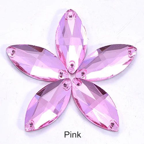 Pink Лучшие хрустальные стразы в виде конского глаза, много цветов, Стразы для шитья, свадебное платье B1073 - Цвет: Pink