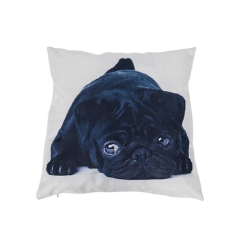 

Printed Dog Pug Linen Cushion Cover Throw Pillow Case - 2