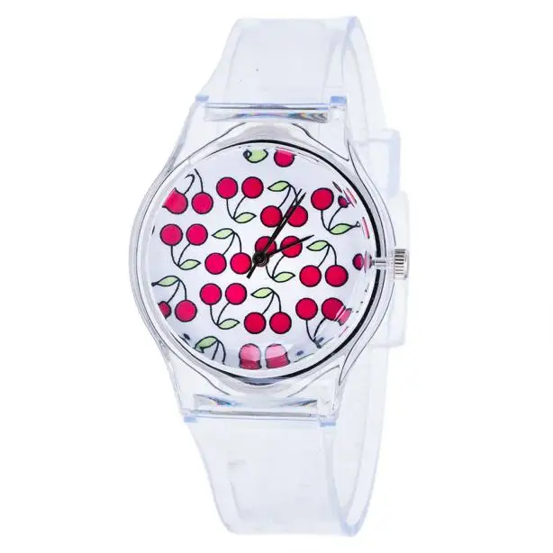 Children's watch cute pattern dial student Korean version of the transparent girl popular Christmas exquisite gift watch часы 03 - Цвет: as  photo