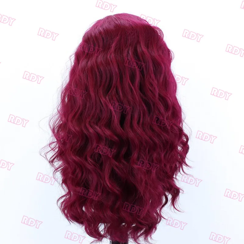 RONGDUOYI High Temperature Fiber Hair Synthetic Lace Front Wig Long Body Wave Front Lace Red Wigs for Women with Side Part