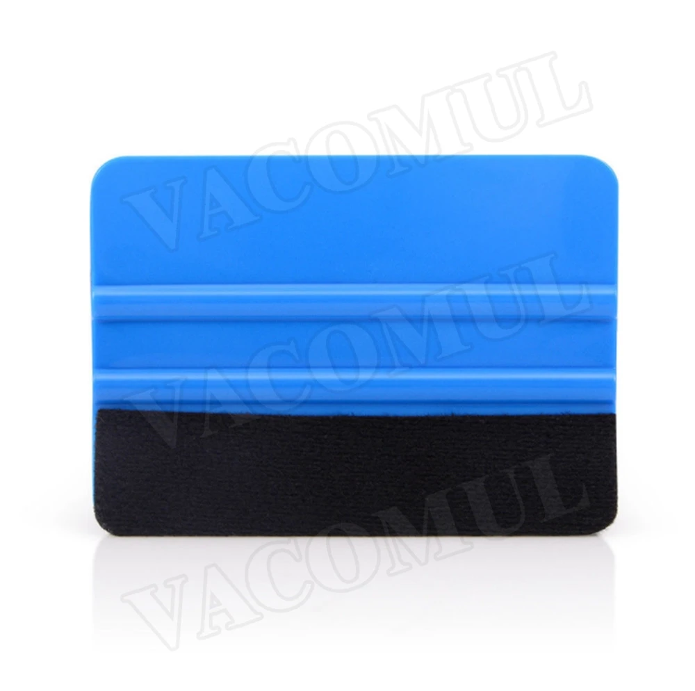1pc Auto Styling Vinyl Carbon Fiber Window Ice Remover Cleaning Wash Car Scraper With Felt Squeegee Tool Film Wrapping 10x7cm