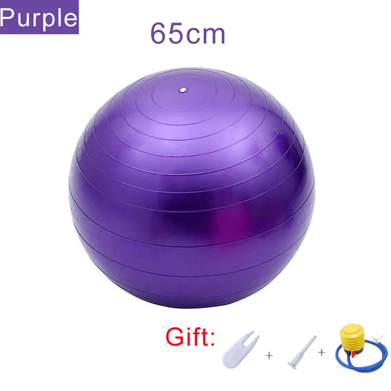 Purple 65cm Бесплатный насос-взрыв мячи для йоги устойчивые фитнес тренажерный зал фитбол для баланса тренировки мяч 45 см/55 см/65 см/75 см/85 см/95 см мяч - Цвет: Purple 65cm