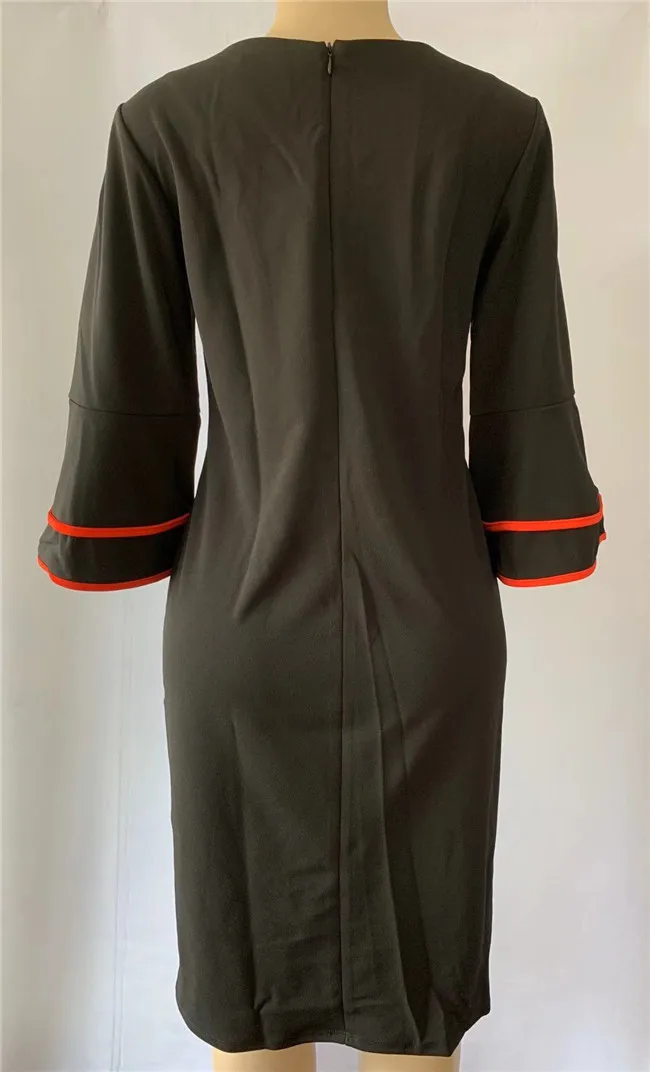 Fashion Ladies Dresses Contrasting Colors Butterfly Sleeve Office Dress Plus Size 4XL Woman Casual Vestidos