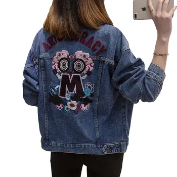 

Spring Autumn Women Denim Coat New Fashion Long sleeve Loose Female Jacket Korean Blue Denim Jacket Women Plus Size Outerwear