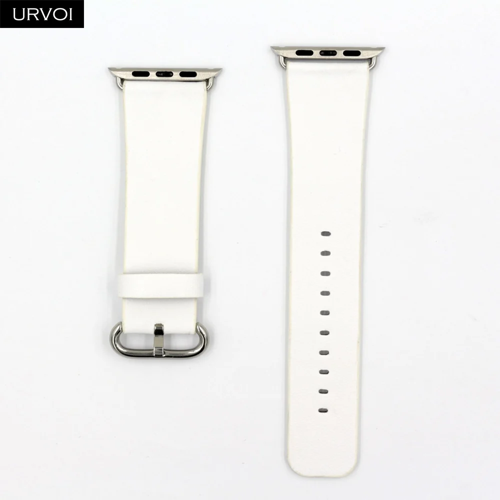 URVOI кожаный ремешок для apple watch 4 5 3 2 1 ремешок для iwatch 40 мм 44 мм Свифт кожа классическая Пряжка современный дизайн - Цвет ремешка: White
