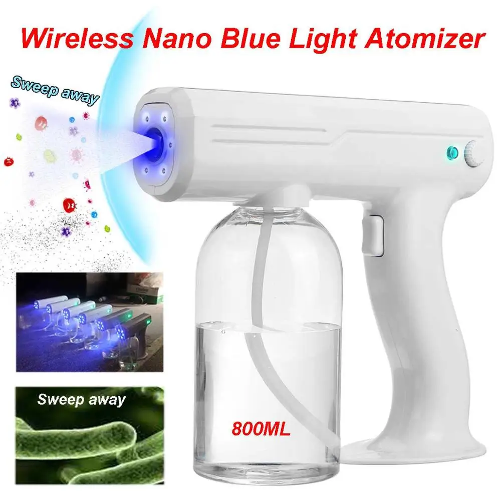 800ML 110V/220V CE Household Portable Wireless Sprayer Machine Blue Light Nano Steam Spray Gun Disinfection-0