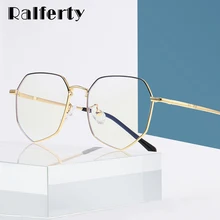 Ralferty, женские очки, оправа, синий светильник, очки для компьютера, полигон, металлическая оправа для близорукости, без диоптрий, очки D2121