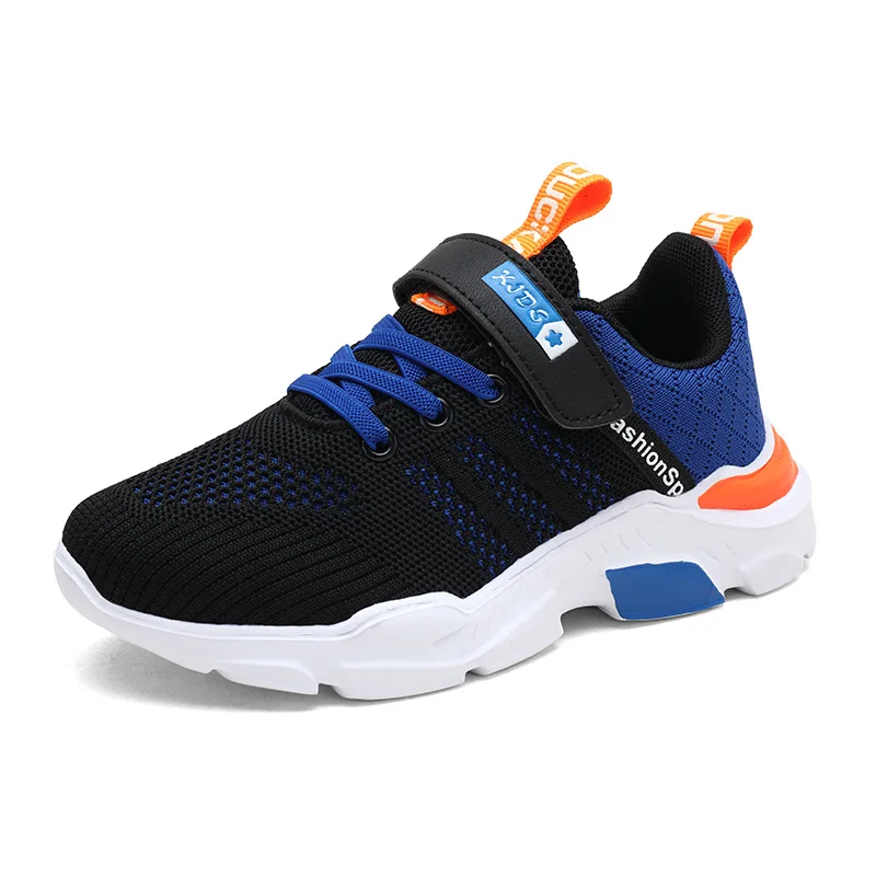 Black Blue HOBIBEAR мальчик спортивные ботинки для девушек сетчатые Дышащие Детские кроссовки с мехом кроссовки для девочек светильник спортивная обувь для мальчиков - Цвет: Black Blue