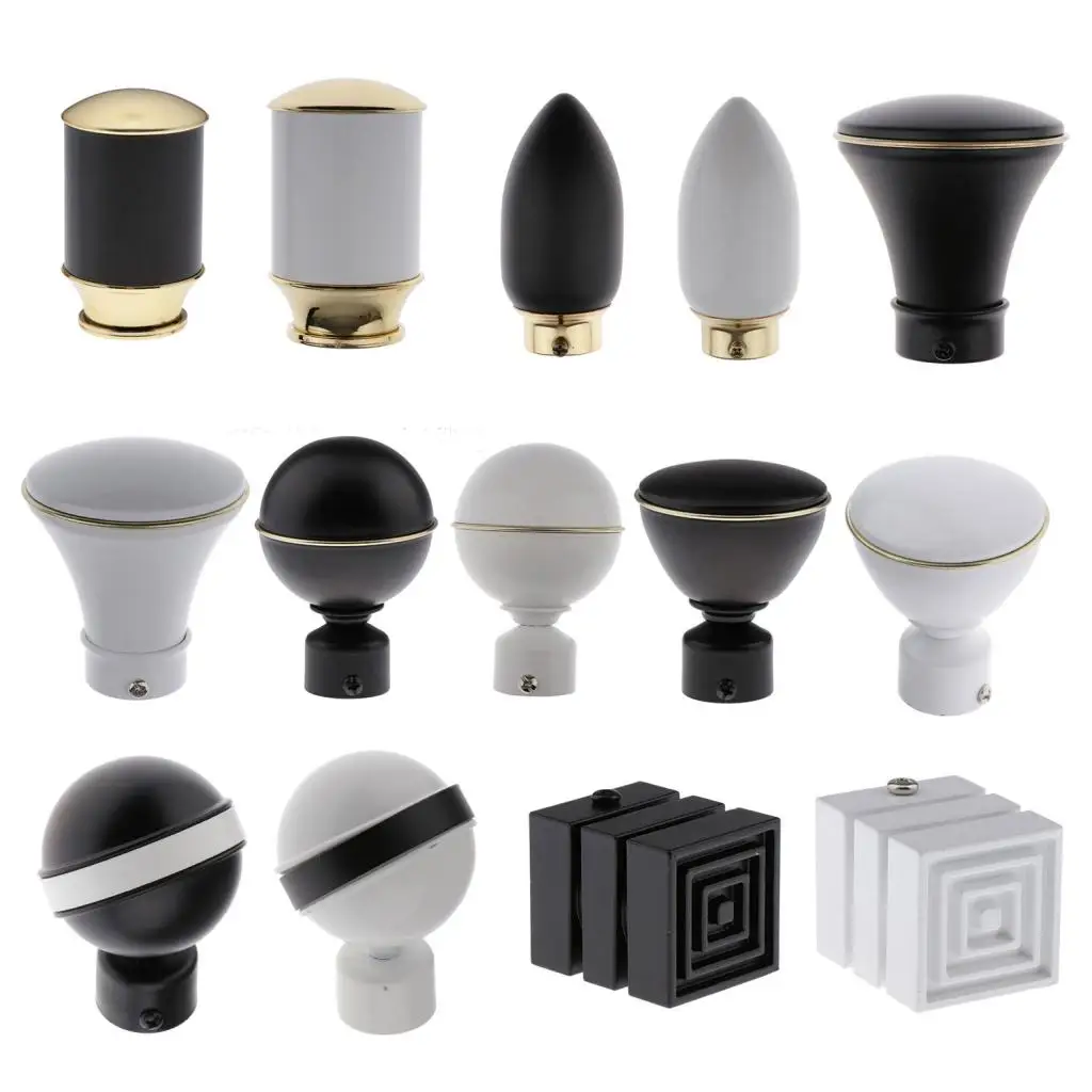 Metal Iron Window Curtain Rod End Unique Design Drapery Pole Drape Rod Finals Head Cap Finials Fit for Home Office