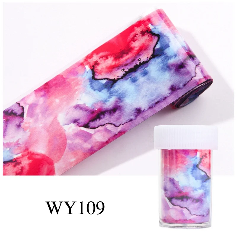 WY109 Nail Foils 1 рулон 4*100 см Фольга для перевода рисунков на ногти наклейка s Набор Мраморное небо серия фольга бумага 3D наклейки для ногтей для роскошного дизайна ногтей украшения - Цвет: WY109 Nail Foils