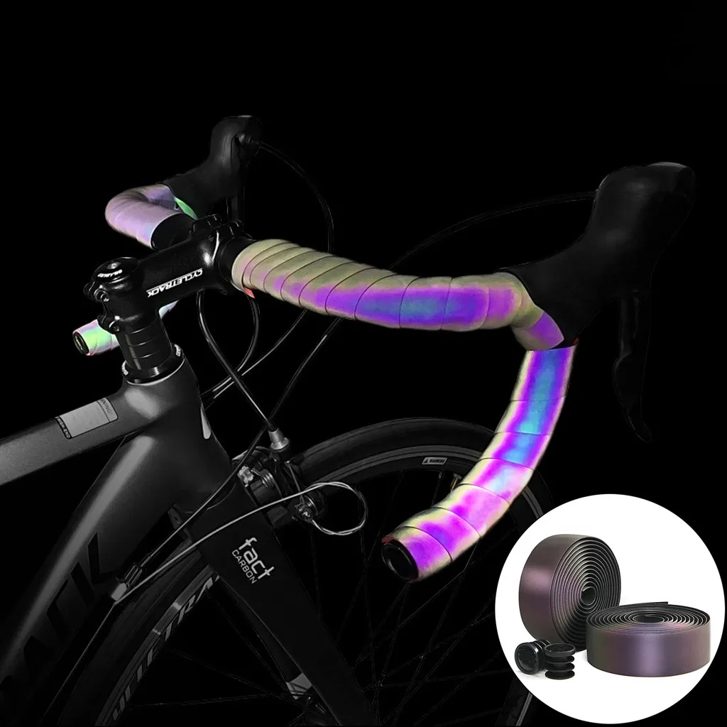 Bicycle Handlebar Tape Belt Non-slip Self Adhesive Road Bike PU Bar Strap Cycling Handle Reflective Band With Plug | Спорт и