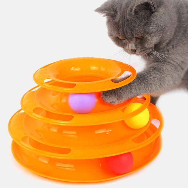 toy dogs for sale 3/4 Levels Pet Cat Toy Training Amusement Plate Kitten Tower Tracks Disc Cat Intelligence Triple Disc Tumbler Ball Interactive flopping fish cat toy