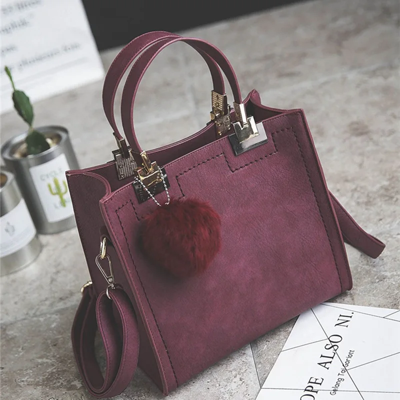 

ABDB-Ladies handbag, fashion Messenger Bag, Retro Korean Version Of the Female Bag, The Trend Of hair Ball jewelry Flip