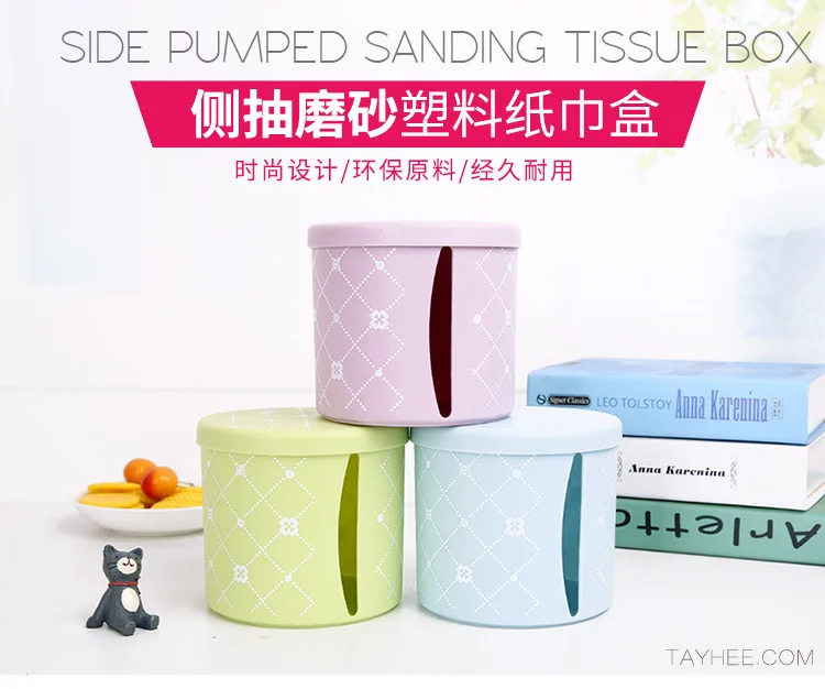 TAYHee Tissue Box Plastic Tissue Box Side Pull Tissue Box Chart Drum 5819