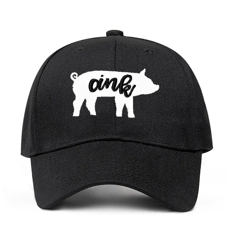 Black Мужская бейсболка поросенок дизайн вышивка хлопок шляпа Мода папа шляпа весна и осень Гольф Кепка женские шапки дропшиппинг - Color: Black
