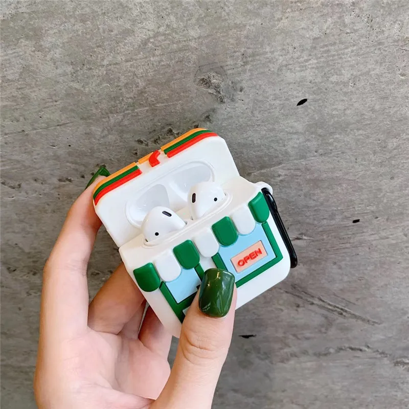 Мультяшный 711 удобный чехол для airpods, стерео Беспроводная гарнитура Bluetooth, набор для airpods 1/2, мягкий чехол, зарядная коробка