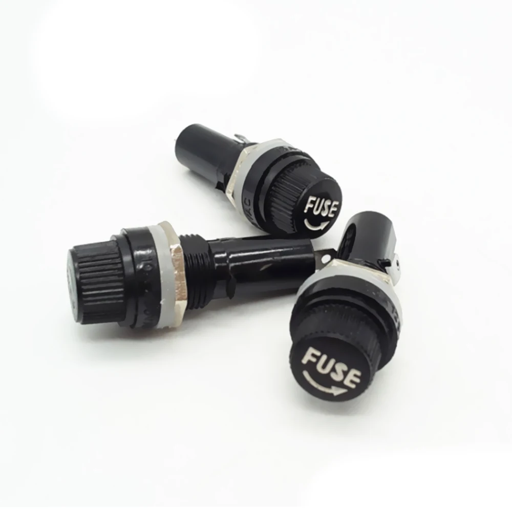 

10Pcs/set Durable Fuse Mount Holders Panel Mount Screw Cap Fuse Holder Case for Glass Tube Fuses 5x20mm