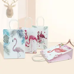Свадебные сувениры Подарочная сумка с ручками бумага с Фламинго Сумки для подарков детский душ день рождения спасибо сумки подарок сумка 10