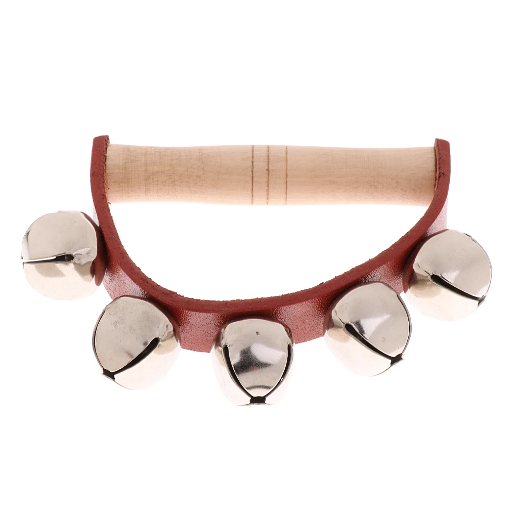 Wooden Handle Bell Shaker Rattle Toys for Baby Kids Musical Instrument