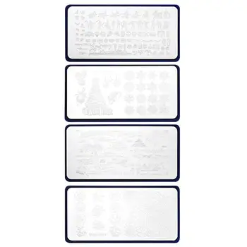 

4 pcs Manicure Stamping Plate Transfer Nail Art Tool Stencils Template for Home