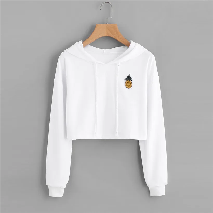 

New Women's Hooded Long Sleeve Hooded Decals Pineapple Pattern Pullover Hooded Pullover Jacket
