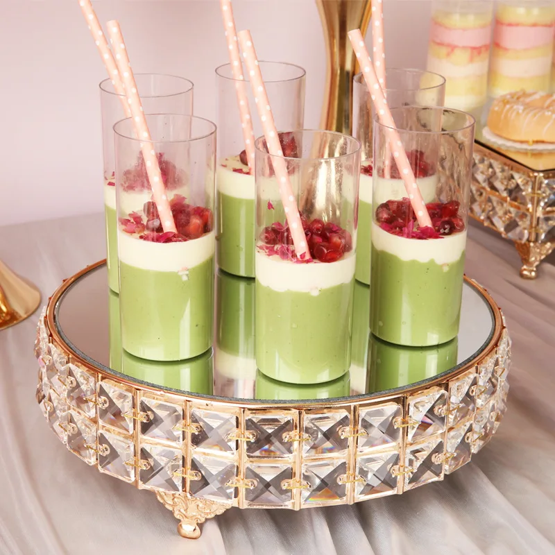 Crystal Gold Plated Cheese Dessert Cupcake Cake Stand 1pcs-13pcs Set With Mirror Plate