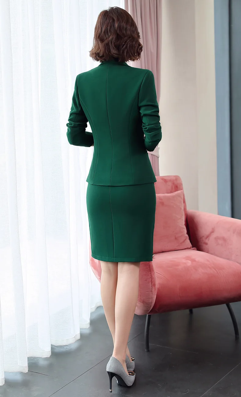 elegante blazer vestido ternos mulheres trabalho de negócios uniforme escritório senhora profissional duas peças conjunto terno vestido moda feminina